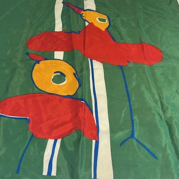 Olivia Rosselli Abstract Bird Scarf, Vintage Green Square Scarf Made in Italy. - Picture 3 of 8